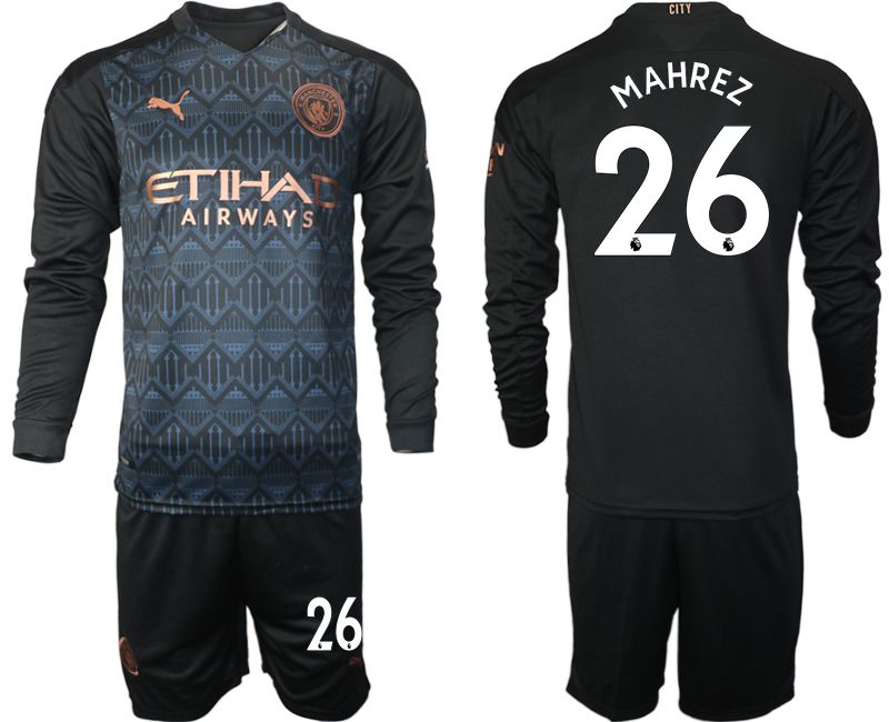 Men 2020-2021 club Manchester city home long sleeve #26 black Soccer Jerseys